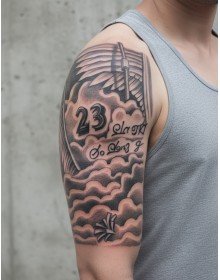 Bulutlar Melek Kanatları Geçici Dövme Şablonu Büyük Boy