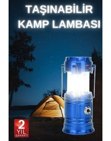 Büyük Boy Güneş Enerjili Kamp Feneri Işıldak Lamba USB Şarjlı