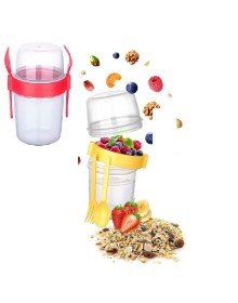 Çift Hazneli - Çatal Kaşıklı Portatif Müsli -Atıştırmalık Kabı 800 ML