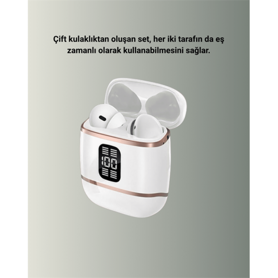 Çift Kulaklıklı Bluetooth Kulaklık – 4 Adet, ANC-ENC, Şarj Kutulu, Dijital Göstergeli Çift Kulaklıklı Bluetooth Kulaklık – 4 Adet, ANC-ENC, Şarj Kutulu, Dijital Göstergeli