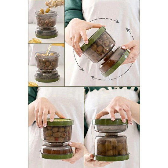 Çift Taraflı Süzgeçli Kapaklı Zeytinlik - Suyu Süzen Zeytin Turşu Saklama Kabı Çift Taraflı Süzgeçli Kapaklı Zeytinlik - Suyu Süzen Zeytin Turşu Saklama Kabı