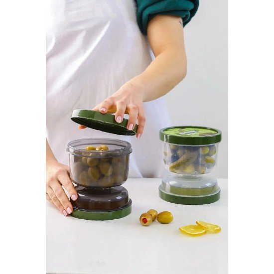 Çift Taraflı Süzgeçli Kapaklı Zeytinlik - Suyu Süzen Zeytin Turşu Saklama Kabı Çift Taraflı Süzgeçli Kapaklı Zeytinlik - Suyu Süzen Zeytin Turşu Saklama Kabı