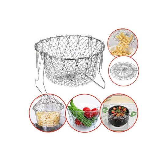 Çok Fonksiyonlu Pratik Süzgeç Katlanır - Kızartma Haşlama Aparatı -Chef Basket