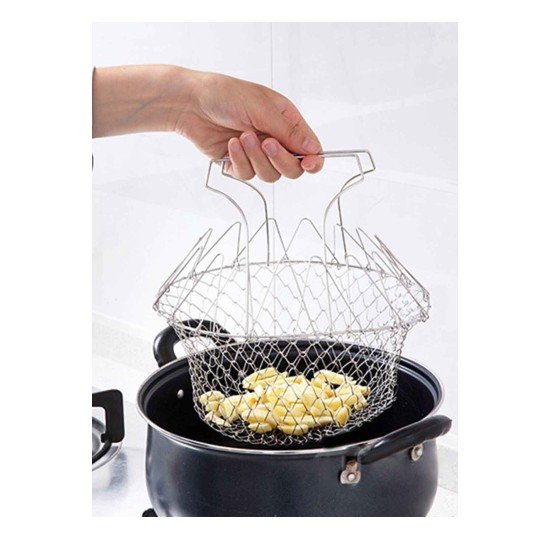 Çok Fonksiyonlu Pratik Süzgeç Katlanır - Kızartma Haşlama Aparatı -Chef Basket