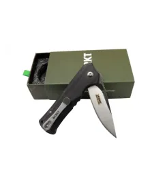 Crkt Muskie 202 BK Siyah Kamp / Outdoor Çakı 18 cm - Yarı Otomatik, Kemerlikli, Kutulu