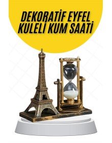 Dekoratif Eyfel Kulesi ve Kum Saati Vintage Tarzı Masa Süsü Biblo