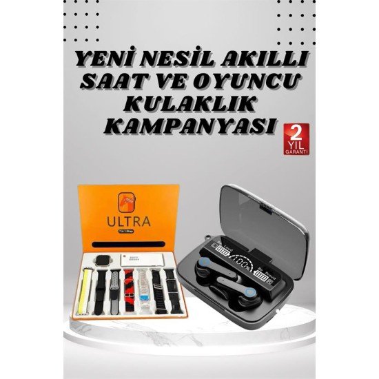 Dijital Göstergeli Powerbank Kulaklık ve 7 Kordonlu Yeni Nesil Akıllı Saat Amoled Ekran Dijital Göstergeli Powerbank Kulaklık ve 7 Kordonlu Yeni Nesil Akıllı Saat Amoled Ekran