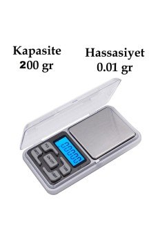 Dijital Hassas Elektronik Kuyumcu Cep Terazisi Tartı 200 gr /  0.01 gr