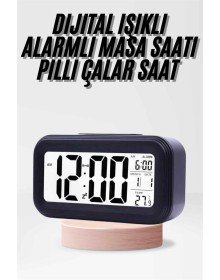 Dijital Işıklı Alarmlı Çalışma Masası Ekran Pilli Çalar Saat
