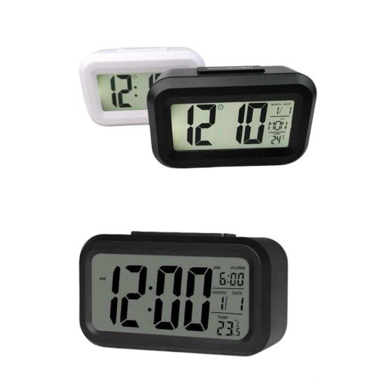 Dijital Masa Saati Termometreli Takvim Çalar Saat Led Ekran Pilli