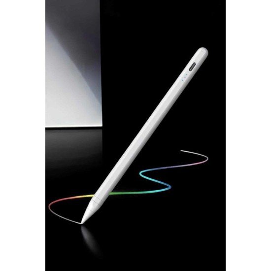 Dokunmatik Kalem Beyaz Şarjlı Yedek Uçlu Android ve İOS Uyumlu