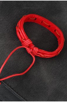 Kırmızı Renk Ayarlamalı İpli Deri Erkek Bileklik Kırmızı Renk Ayarlamalı İpli Deri Erkek Bileklik