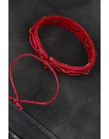 Kırmızı Renk İpli Yeni Sezon Deri Erkek Bileklik