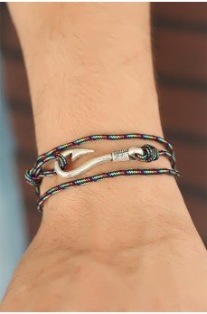 Çizgi Desenli Metal Kancalı Erkek Bileklik