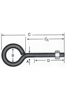 Kapalı Metrik Kanca M5 / 21x80 - 100 Adet Kapalı Metrik Kanca M5 / 21x80 - 100 Adet