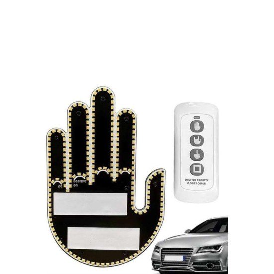 El Orta Parmak Led Kumandalı Araç İçi Reflektör Arka Cam El Simgesi El Orta Parmak Led Kumandalı Araç İçi Reflektör Arka Cam El Simgesi