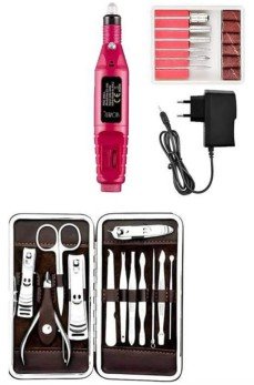 Elektrikli Manikür Pedikür Seti İkili Set 12 Parça Tırnak Bakımı Törpü Protez Çıkarma