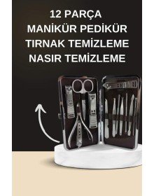 Elektrikli Manikür Pedikür Seti İkili Set 12 Parça Tırnak Bakımı Törpü Protez Çıkarma