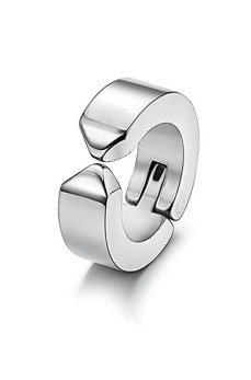 Erkek Küpesi - 1 Adet Çelik Kıstırmalı Küpe Paslanmaz Atmaz Çelik Gümüş Renk Küpe