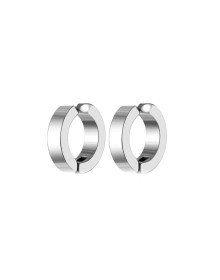 Erkek Küpesi - 2 Adet Çelik Kıstırmalı Küpe Paslanmaz Atmaz Çelik Gümüş Renk Küpe