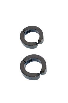 Erkek Küpesi - 2 Adet Siyah Çelik Kıstırmalı Küpe Paslanmaz Atmaz Çelik Siyah Küpe