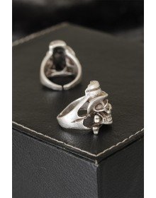 Kuru Kafa Tasarımlı Eskitme Gümüş Renkli Ayarlamalı Model Erkek Yüzük