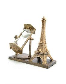 Eyfel Kulesi Tasarımlı Kum Saati Kristalleştirilmiş Kum Saati Dekoratif Ahşap Görünümlü
