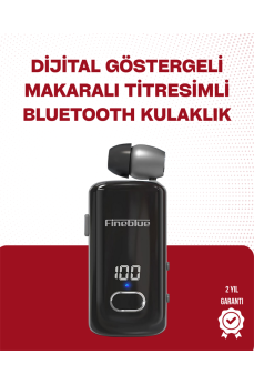 Fineblue F580 Bluetooth Kulaklık – Klipsli, Dijital Göstergeli, Su Geçirmez, 12 Saat Pil Ömürlü