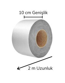 Folyo Kauçuk Bant Yapışkanlı Su Geçirmez Çatı Boru Tamir Bandı (2Metre x 10 Cm)