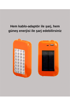 Gold Silver Güneş Enerjili Powerbank Işıldak – 10000 mAh, Taşınabilir, Suya Dayanıklı, 32 LED