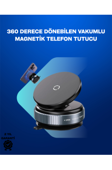 Güçlü Manyetik Tutuşlu 360° Döner Araç Telefon Tutucu – Vakumlu Montajlı