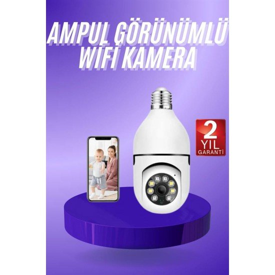 Güvenlik Kamerası Wi-Fi Özellikli 360 Derece Full Hd 1080p Ampül Kamera