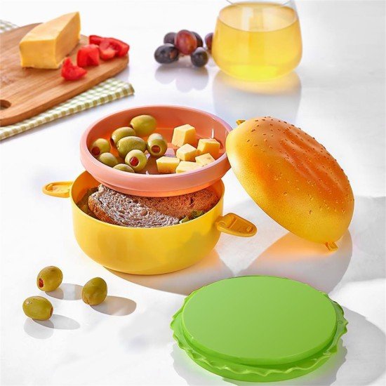Hamburger Görünümlü Beslenme ve Saklama Kabı Hamburger Görünümlü Beslenme ve Saklama Kabı