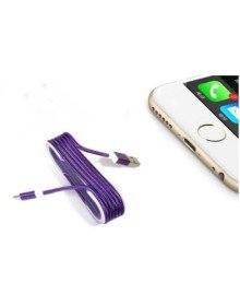 iPhone Örgü Şeklinde Renkli Çelik Şarj Data Kablosu - Mor