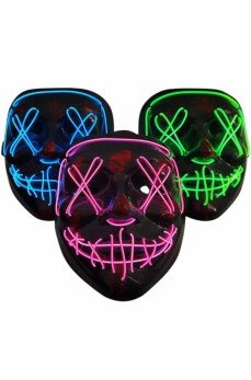 Işıklı Led Maske Parti Eğlence Maskesi Hallowen Neon Maske Işıklı Led Maske Parti Eğlence Maskesi Hallowen Neon Maske
