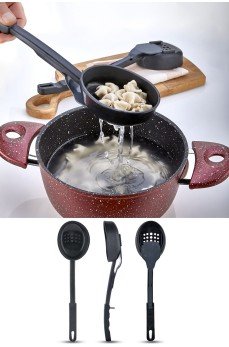 Isıya Dayanıklı 3 in 1 Servis Kepçesi - Kepçe Kevgir Kaşık 3'ü Bir Arada Servis Seti