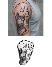 İskambil Dolar Zar Geçici Dövme Şablonu Büyük Boy