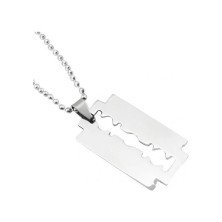 Jilet Çelik Kolye - Jilet Model Paslanmaz Gümüş Renk Çelik Kolye