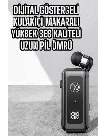 Kablolu Bluetooth Kulaklık Kulak İçi Stereo Mikrofonlu Dijital Göstergeli