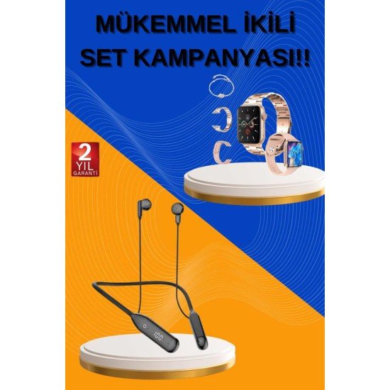 Kablolu Bluetooth Kulaklık ve Kadınlara Özel Bileklik Hediyeli Yeni Nesil Akıllı Saat 3 Kordonlu Kablolu Bluetooth Kulaklık ve Kadınlara Özel Bileklik Hediyeli Yeni Nesil Akıllı Saat 3 Kordonlu