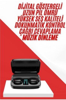 Kablosuz Bluetooth Kulaklık Android ve İOS Uyumlu Led Göstergeli Powerbankli