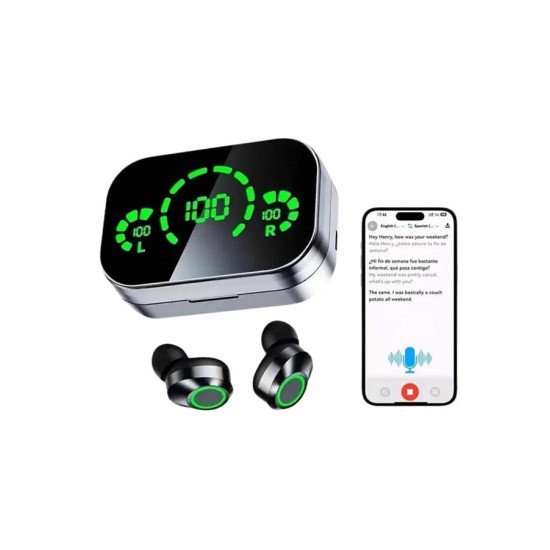 Kablosuz Bluetooth Kulaklık Çift Telefon Destekli Powerbankli Dijital Göstergeli