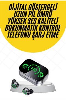 Kablosuz Bluetooth Kulaklık Çift Telefon Destekli Powerbankli Dijital Göstergeli