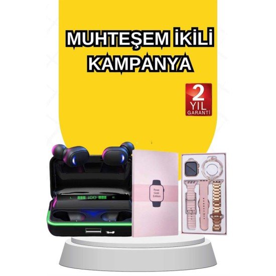 Kadınlara Özel Bileklik Hediyeli Akıllı Saat ve Dijital Göstergeli ANC Özellikli Bluetooth Kulaklık