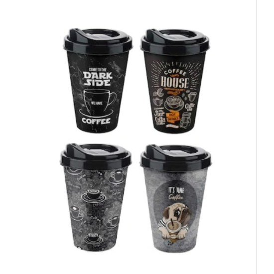 Kahve Bardağı - Kapaklı Desenli 650ML Kahve Bardağı - Kapaklı Desenli 650ML
