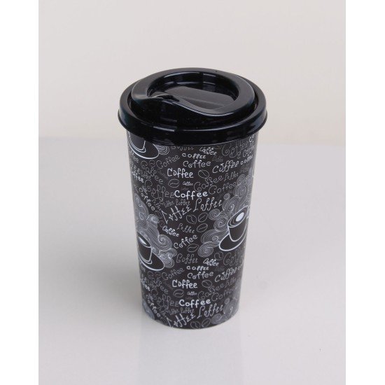 Kahve Bardağı - Kapaklı Desenli 650ML Kahve Bardağı - Kapaklı Desenli 650ML