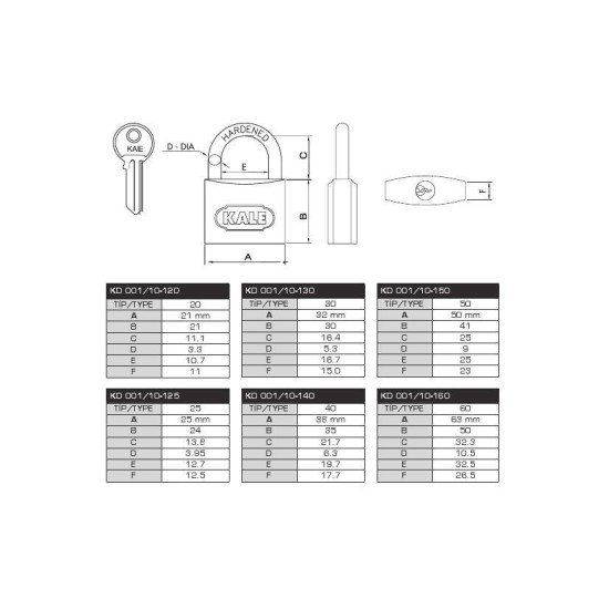 Kale 25 mm Gri Asma Kilit KD-001/10-125