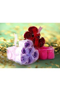 Kalp Kutulu Gül Şeklinde Sabun
