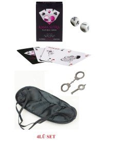 Kamasutra Aşk Seti - Kelepçe - Zar- Kart - Göz Bandı