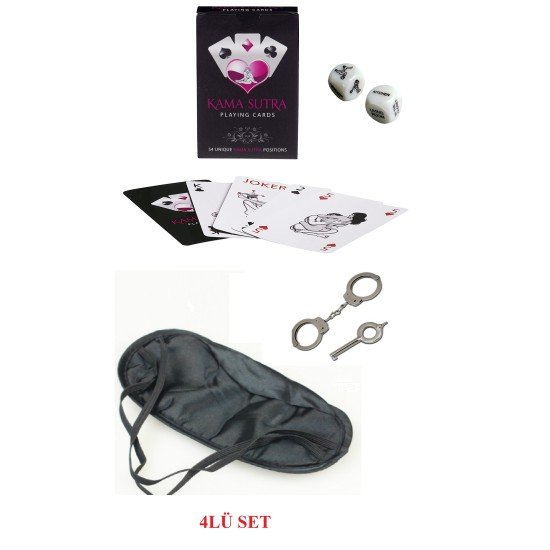 Kamasutra Aşk Seti - Kelepçe - Zar- Kart - Göz Bandı Kamasutra Aşk Seti - Kelepçe - Zar- Kart - Göz Bandı